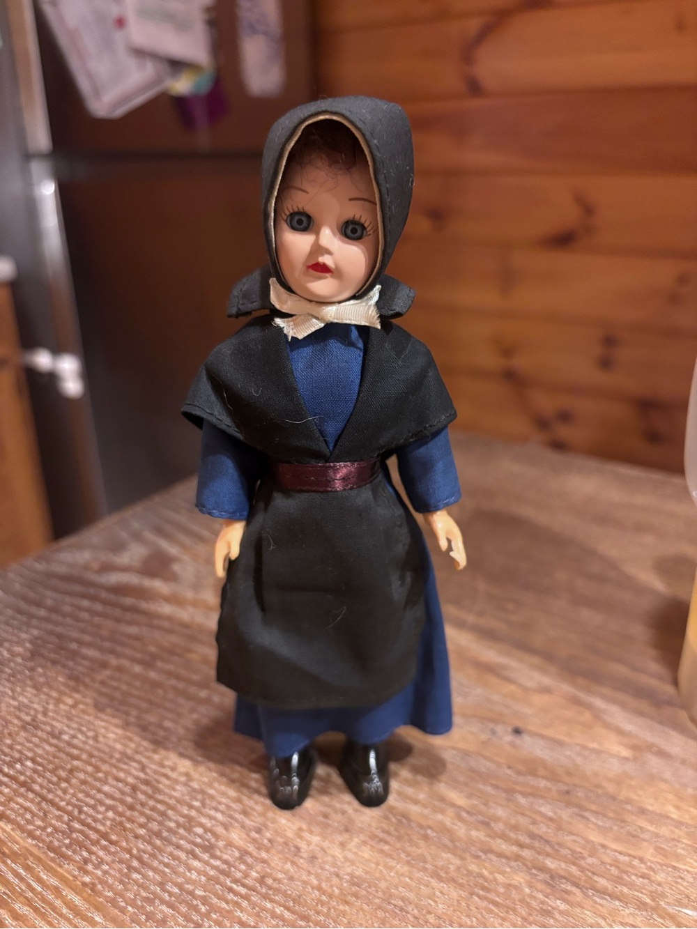 Vintage hard plastic Amish souvenir doll from the 1950s